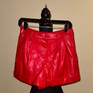 Red Women's Leather Shorts
